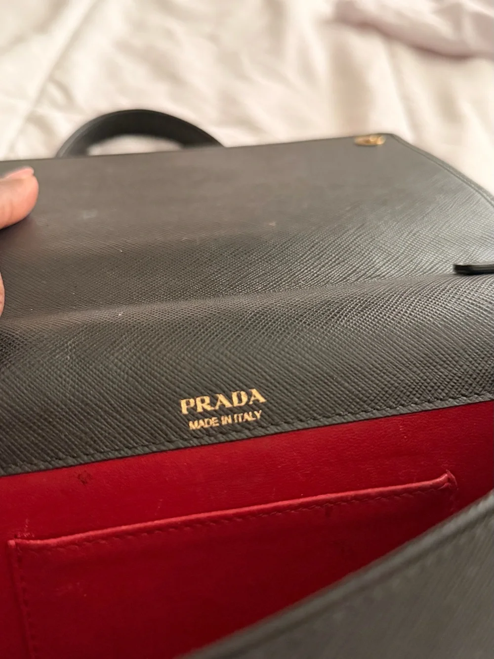 Prada Black Saffiano Leather Wallet with Gold Logo